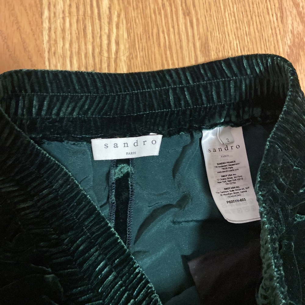 Sandro green velvet casual sweatpants